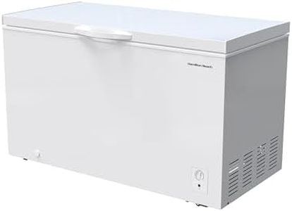 14 cu ft Chest Freezer - White, Large Storage for Families, Space-Saving Flat Back, Front Drain, Garage Ready - By Hamilton Beach