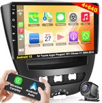 4G 64G Android Car Radio for Toyota Aygo Citroen C1/Peugeot 107 2004-2014, Aygo Stereo Wireless A-pple Carplay, 10” Touchscreen GPS Navigation BT WiFi FM/RDS Radio SWC+ Backup Camera