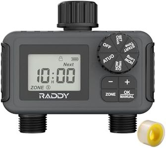 Raddy WS-5 Water Timer for Garden Hose, Sprinkler Timer with 2 Outlet, Irrigation Timer for Yard Outdoor Watering, Rain Delay/Manual/Automatic System