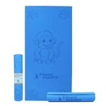 Fitness Mantra® Pro Kids Monkey Design Yoga Mat with Carrying Strap for Children Workout [2 * 4 feet Size, Blue Color, Monkey Madness]