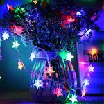 Timewanderer 5m/16.4Ft 50 Colorful Star Led String Fairy Light AA Battery Operated Bright Decorative LED Lights on Clear Wire for Home DIY