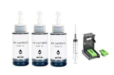 Refill Kit with Suction Tool Combo Pack of High Yield Inkjet Cartridge Ink Refill Compatible for HP and Canon Cartridge Printers - 100ml Per Bottle