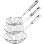 Stainless Steel Spider Strainer Skimmer Ladle, Set of 3 Sizes Kitchen Strainer for Cooking and Frying, Pasta Strainer, Food Preparation, Pasta Strainer