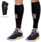 Modetro Sports Calf Support - Large, Calf Compression Sleeve 2 Pack for Men and Women - Leg Sleeves for Sports, Running, Flights, and Shin Splints - Black