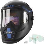 Omolith 4.33"X2.36" Anti Fog Up Large View Auto Darkening Welding Helmet with SIDE VIEW, 1/1/1/1 True Color，Solar Powered Welding Hood,4/9-13 Welder Mask for TIG MIG ARC