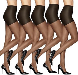 L'eggs Sheer Energy Medium Support Women's Compression Tights, Control Top, Sheer Toe, Off Black, Size Q (Pack of 5)