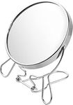 VANITY MAKE-UP MIRROR 4" - Small Cosmetic Double Sided Magnifying Mirror With Stand - Bathroom Shaving Mirror 360° Swivel - Circle Beauty Mirror For Dressing Table - Travel Portable Magnified Mirror