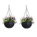 Aashu self Watering Hanging Planters Hanging pots for Plant Balcony with Chain (Size-10 inch, Color- Dark Brown,self Watering) Pack of 2