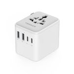 TESSAN Universal Travel Adapter Worldwide with AC Outlet, 17W GaN Fast Charging Charge 5 Devices at Once 3 USB-A & 1 USB-C Universal Plug Adapter, Surge Protector for Global