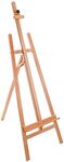 U.S. Art Supply La Jolla Classic 64" to 89" High Lyre Style Studio A-Frame Easel - Artists Floor Stand, Sturdy Beechwood, Adjustable Height to 48" Canvas - Wood Artwork, Painting, Sign Display Holder