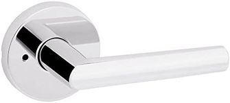 Kwikset Milan Interior Privacy Door Handle with Lock, Door Lever for Bathroom and Bedroom, Polished Chrome Reversible Keyless Push Button Lock Door Lever