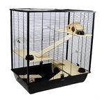 Little Friends Plaza Tall Rat and Hamster Cage with Three Floors, 78 x 48 x 80 cm, Black