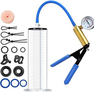 Male Enhancement Pump System,Male Enhancement Vacuum Pump with Gauge 9 x 2.75 inch Cylinder,with a Lifelike Vagina Sleeve & 11PCS Penis Rings Set