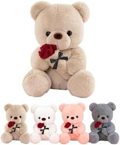 LIHIQIYA Oso de Peluche con Rosa, 25 cm Oso de Peluche Pequeño, Osito de Peluche Tierno, Juguete de Peluche Dulce Peluche Como Regalo para Niños, Niñas, Amiga, Cumpleaños, Navidad, Día de San Valentín