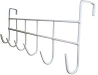 Over The Door Hook, Organizer Rack, Hanging for Coats, Hats, Robes, Towels, 6-Hooks, Vinyl Coated White.