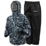 FROGG TOGGS Men's Classic Sports Waterproof Breathable Rain Coverall,Oak Moss Elements Black/Black Pants,XXXL