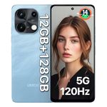 UMIDIGI 5G Cell Phone Unlocked 12GB RAM 128GB ROM 1TB Expandable, 6.8" HD+ 120Hz, 50MP Camera, 20W Fast Charging 5000mAh Phones, Android 14, Dual SIM, GPS, Face Unlock Smartphone Blue