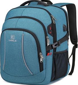 Travel Backpack,17.3 Inch College School Bookbags with USB Charging Port,Business RFID Anti Theft Pocket,Durable Water Resistant Backpacks Computer bag for Men Boys Teenagers Casual Daypack,Blue