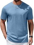 COOFANDY Heavyweight T Shirts for Men Cotton Casual Mens Short Sleeve Shirts Layer Undershirt Grey Blue