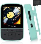YOTON MP3 Player with Bluetooth 5.2, 64GB Large Storage, HiFi-Music, with Sports Clip, Mini Size, Independent Volume Button, FM Radio, Earphones included, Green