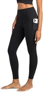 Colorfulkoala Women's High Waisted Tummy Control Workout Leggings 7/8 Length Yoga Pants with Pockets (M, Black)