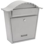 Burg-Wachter MB01FG French Grey Classic Wall Mounted Galvanised Steel Lockable Weatherproof Post Box - 36x37x13cm