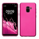 kwmobile Case Compatible with Samsung Galaxy A8 (2018) Case - Soft Slim Metallic TPU Silicone Cover - Metallic Pink