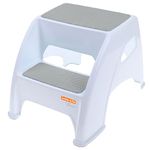 Dreambaby Toddler & Me 2 Up Step Stool, Toddler Step Stool Suitable for Adults, Holds Up To 135kg, Toilet Steps for Toddlers & Adults, Anti Slip Pads, Toilet Training Steps, Bathroom Stool - Grey