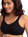 NYKD Everyday Cotton Bra for Women - Encircled with Love | Non-Padded | Wirefree | Full Coverage with Side Support Shaper (NYB169) Black, 36B, 1N