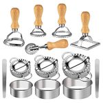 Stainless Steel Dumplings Maker Set Ravioli Maker Cutter Stamp Set with Wooden Handle Dumpling Cutter Tools Stuffing Spoon Dumpling Mold Set For Pasta, Lasagna, Pierogi (13PCS)