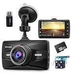 Dash Cam Front and Rear 1080P Full HD with 32GB SD Card Car Dual Dash Camera with F1.8 3 Inch IPS Screen Dashboard Camera Dashcam for Car 170° Wide Angle Aluminum Alloy Case,Loop Recording,G-sensor