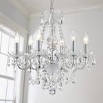 AGV LIGHTING Modern Chandelier Light Fixture, Chandelier Crystals with 6-Light, in Silver & Chrome