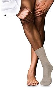 FALKE Men's No. 13 Dress Socks, Lightweight, Breathable, Skin-Friendly, Luxurious Piuma Cotton, Designer Stockings, Beige (Wheat Melange 4087), 9.5-10.5, 1 Pair