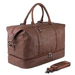 Leather Travel Bag with Shoe Pouch,