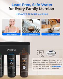 Waterdrop Under Sink Water Filter – 3-Stage High Capacity, NSF/ANSI 42, Reduces PFAS, Lead, Chlorine