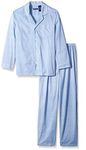 Fruit of the Loom Men's Big and Tall Printed Broadcloth Pajama Set, Light Blue, 4X