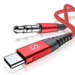 USB Type C to 3.5mm Audio Aux Jack Cable 6.6ft, USB C to Aux Audio Dongle Cable Cord for iPhone 15 16 Pro Max, Google Pixel, Samsung Galaxy S24,S23,S20 Ultra,S10 S9 Plus Note 10 9 8, iPad Pro- red