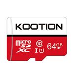 KOOTION 64GB Micro SD Card, UHD Video for GoPro, Action Camera, Drone, Smartphone, R/W up to 80/20MB/s MicroSDXC Memory Card UHS-I U1 Class 10