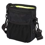 HANWELL Dog Treat Bag with Built-In Poop Bags Dispenser, Puppy Pet Training Walking Pouch with Adjustable Waist Belt & Shoulder Strap, Hands Free Carries for Running (Black)