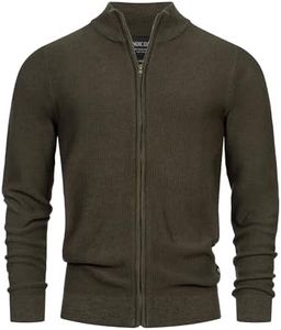 Indicode Hommes INWestmoon Cardigan | Cardigan à col Montant Army M