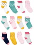 Simple Joys by Carter's Girls' Toddler 12-Pack Sock Crew, Fruit/Stars/Animal, 4-5T