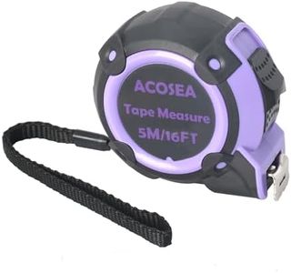 Tape Measures Retractable,ACOSEA 16FT Purple Tape Measure SAE and Metric Easy to Read,Measuring Tape with Retractable Blade and Lock Button