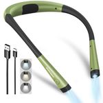 Glocusent Book Light, 3-Color & 6-Brightness Reading Light, Bendable Neck Light, 80-hr Lasting Rechargeable Lamp, Perfect Book Light for Reading in Bed, Knitting, Camping, Repairs(Green)