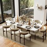 POVISON Dining Table Set for 8, PU Dining Chairs Set of 6 with Matte White Sintered Stone Dining Table (94" Dining Table + 8 Chairs)