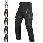 Motorcycle Pants for Men and Women Armored Cordura Overpants Enduro ATV Dual Sports Motocross Cargo Work Touring, Black, 32-40