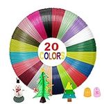 Yungden 3D Pen Filament Refills, 20 Colors 1.75MM PLA for 3D Pen with 2 Finger Caps, High Precision 3D Printing Filament, Total 100M, Suitable for MYNT3D, SCRIB3D 3D Pens (3D Pen Not Included)