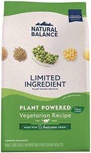 Natural Balance Limited Ingredient Adult Dry Dog Food with Vegan Plant Based Protein and Healthy Grains, Vegetarian Recipe, 4 Pound (Pack of 1)