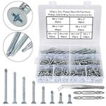 FandWay 360 Pcs M4.2(#8) Zinc Plated Steel Countersunk Head Phillips Self Drilling Screws, Sheet Metal Tek Screws Assortment Kit -Size:4.2mm x 13~50mm