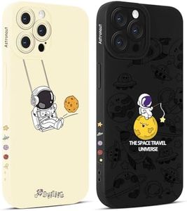Foonary 2 Piezas Funda para Apple iPhone 16 Pro 6,3", Aesthetic Astronauta Dibujos Diseño Mujeres Motive Carcasa, Silicona TPU Cover Bumper Antigolpes Protectora Case para iPhone 16 Pro, Astronauta