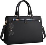 RAINSMORE Laptop Bag for Women 15.6 Inch Laptop Tote Bag Leather Work Bag Waterproof Womens Briefcase Business Office Computer Tote Bag Large Capacity Handbag Shoulder Bag Black RM-6307